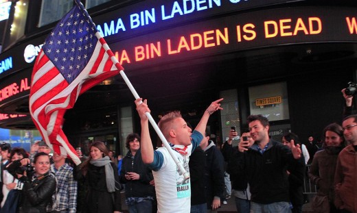 Crowd celebrating Osama bin Laden death